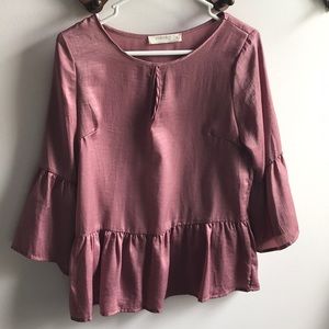 Mauve Flowy Peplum Blouse